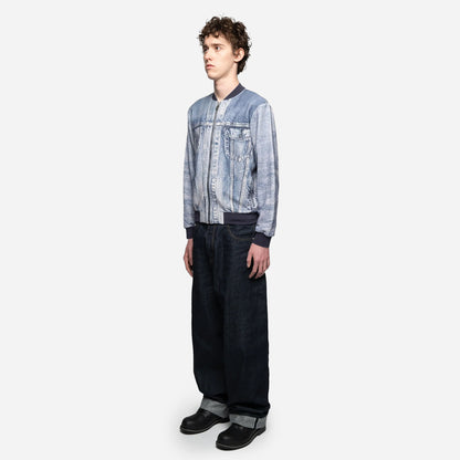 Printed Denim Fleece Bomber SS2693SCPDFB BLU