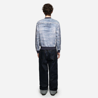 Printed Denim Fleece Bomber SS2693SCPDFB BLU
