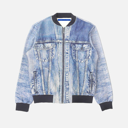 Printed Denim Fleece Bomber SS2693SCPDFB BLU